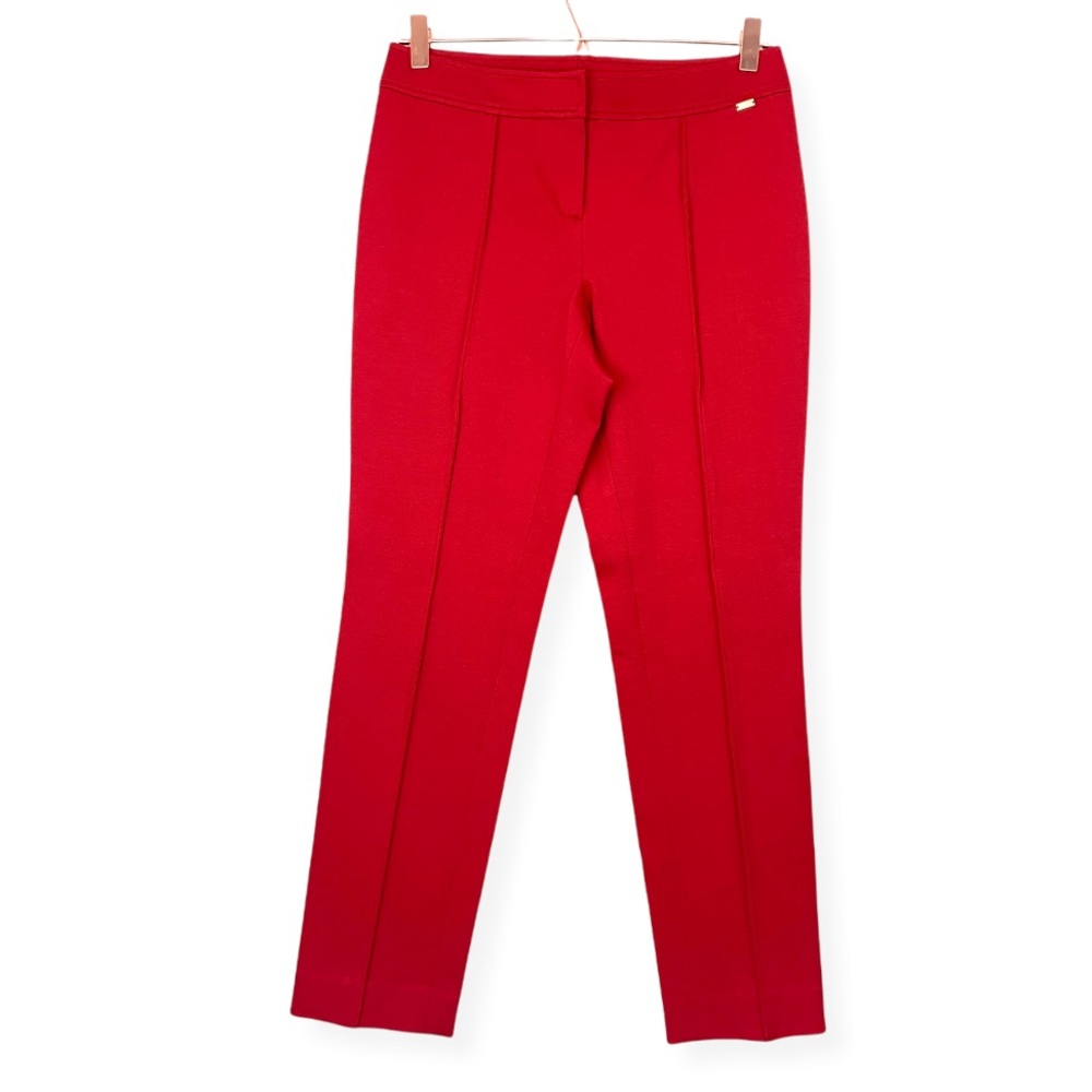 St. John Sport Red Stretch Knit Ponte Front Seam Pants Size 4